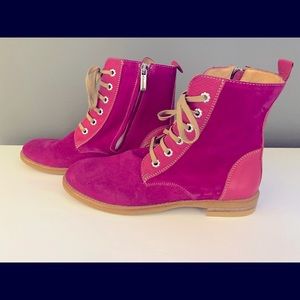 Italian Pink Leather Boots - Brand Elite